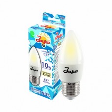 Лампа светодиодная ECO С37 10Вт 4200К 440Лм Е27 свеча, ЗАРЯ