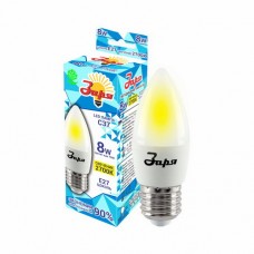 Лампа светодиодная ECO С37 8Вт 2700К 360Лм Е274 свеча, Заря