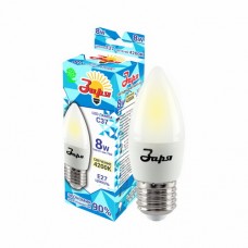 Лампа светодиодная ECO С37 8Вт 4200К 360Лм Е27 свеча ЗАРЯ