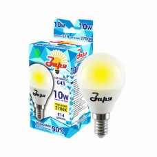 Лампа светодиодная ECO G45 10Вт 2700К 440Лм Е14 шар ЗАРЯ