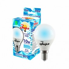 Лампа светодиодная ECO G45 10Вт 6400К 440Лм Е14 шар ЗАРЯ