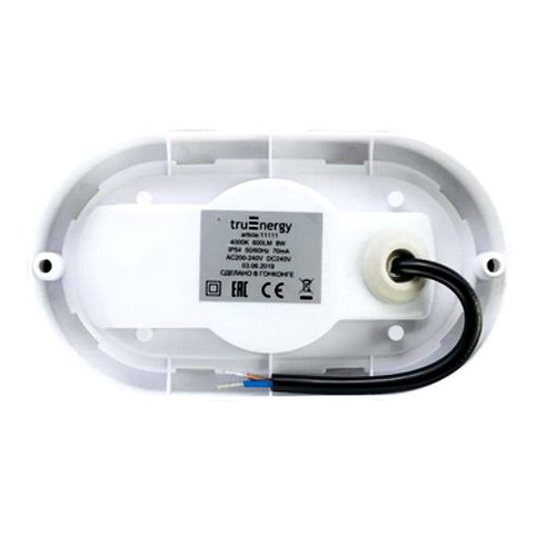 Светильник светодиодный 12Вт Button 6000К 900Лм IP65 овальный белый серии Button truEnergy