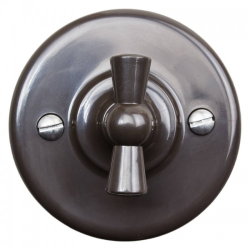 Выключатель 1-клавишный проходной 10А 250В B1-201-22 ретро, коричневый