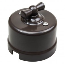 Выключатель 1-клавишный проходной 10А 250В B1-201-22 ретро, коричневый